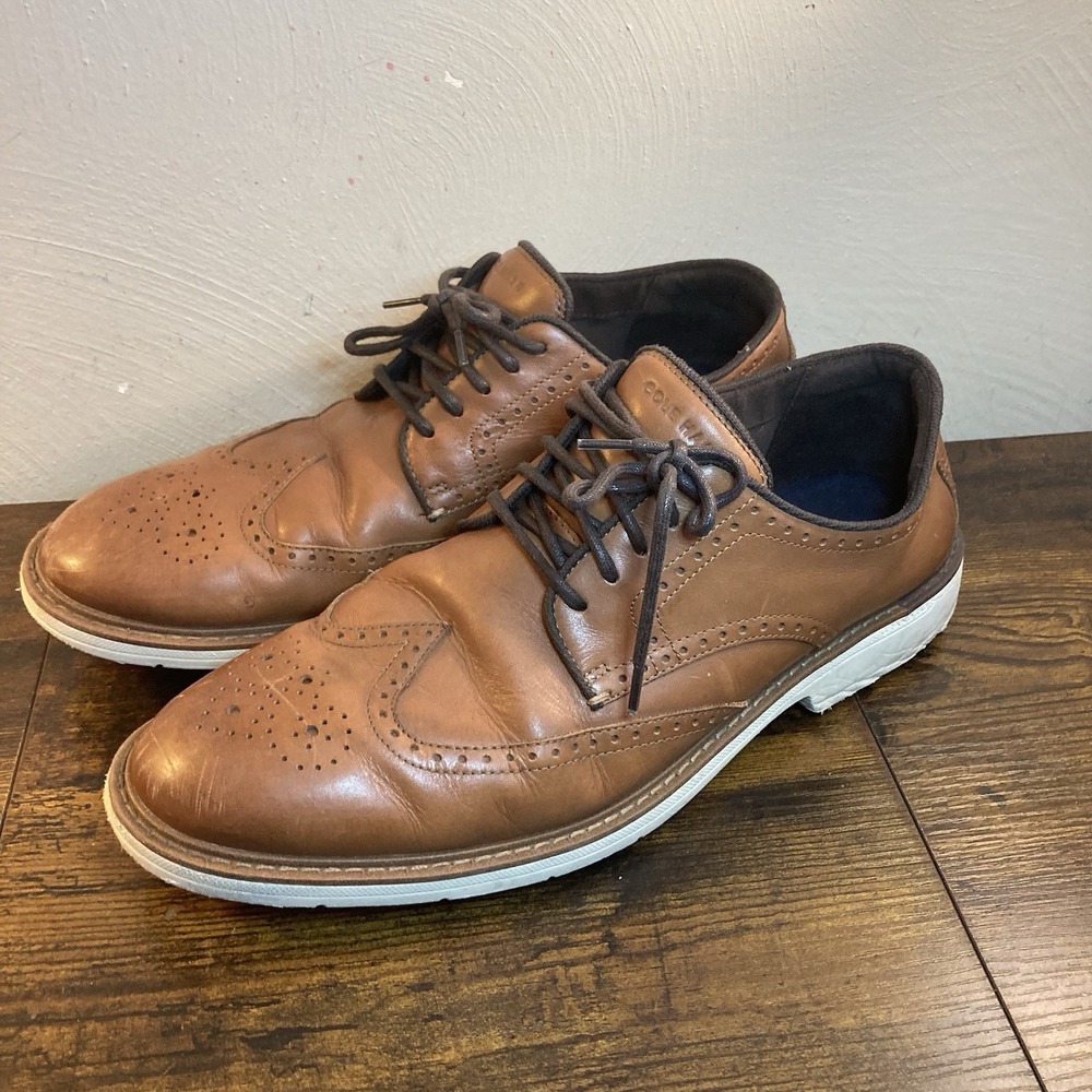 Cole Haan Grand Wingtip Oxford Brown Leather Dress Shoes Men's 12M C34120 Brogue